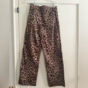 Zara Leopard Print Straight Leg Pants - Brown and Black